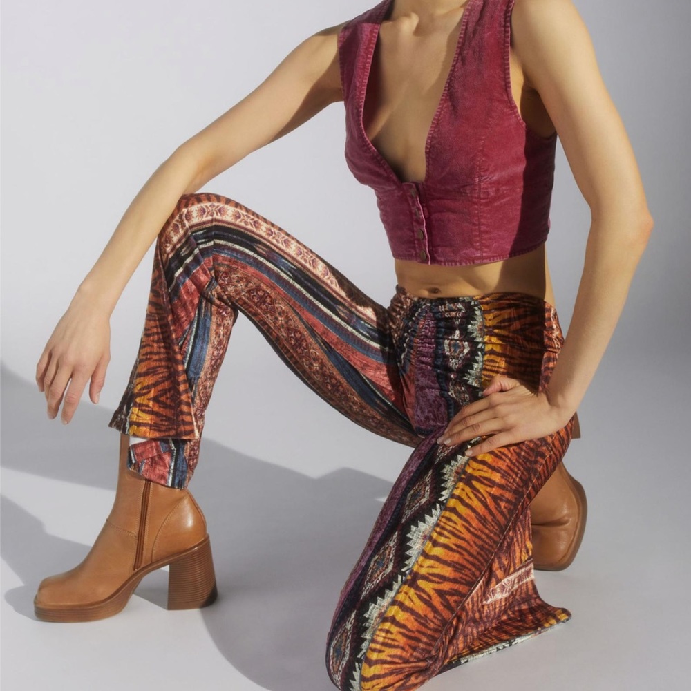 uo apolonia velvet flare ruched front pants